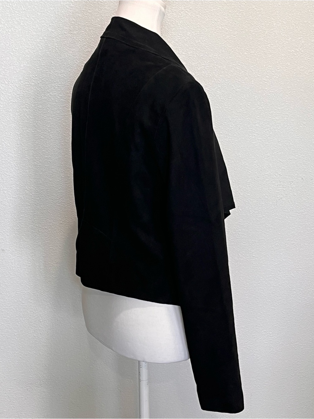 Cole Haan Black Genuine Suede Waterfall Open Front Drape Jacket Coat Small - Picture 3 of 16
